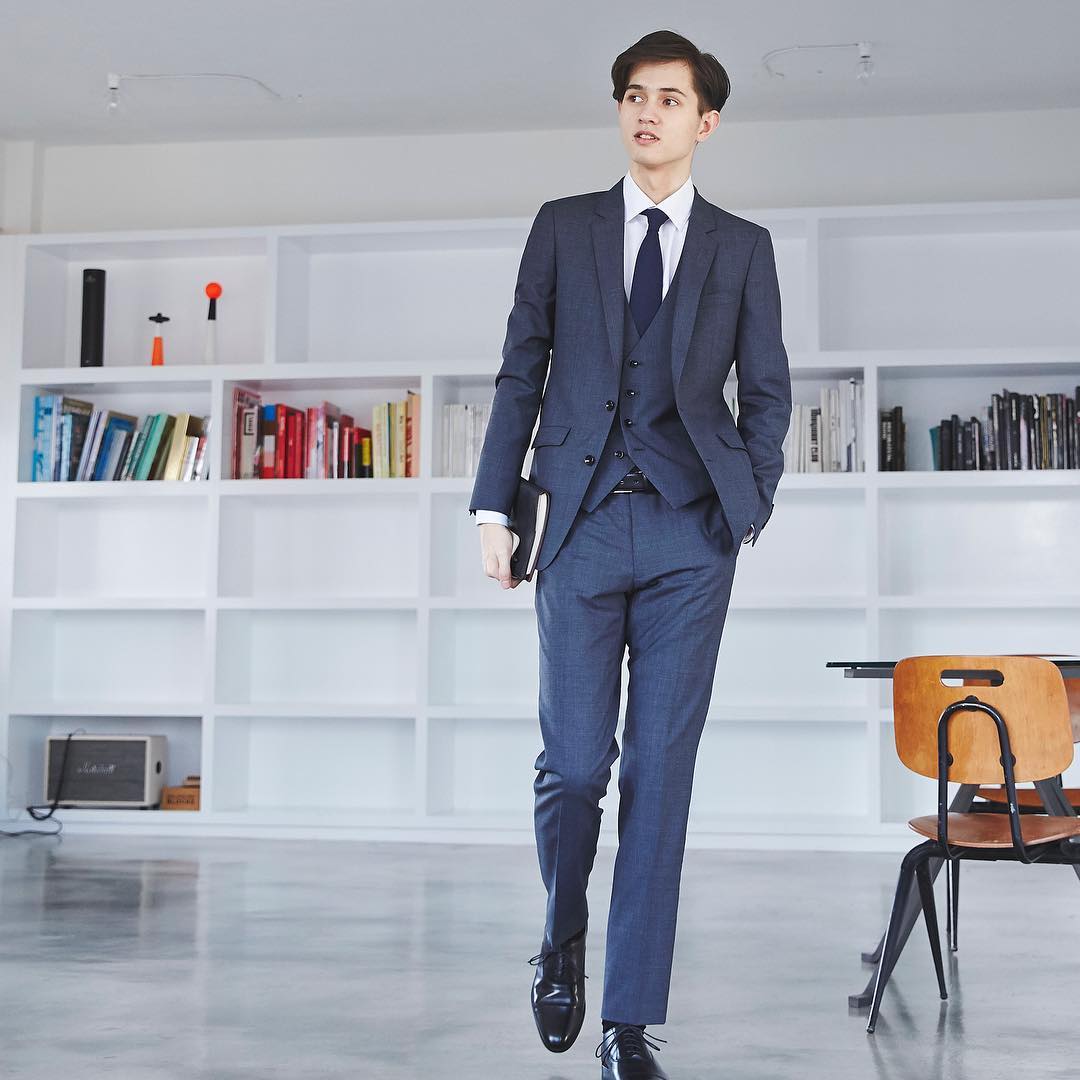 美品✨メンズ　SUIT SELECT  スーツ セットアップ ３ピース グレー袖丈約62cm