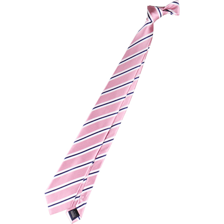 neckti：ピンク・シルクのレジメンタル、細いストライプ、リバース。定番、シャツにコーディネートしやすい