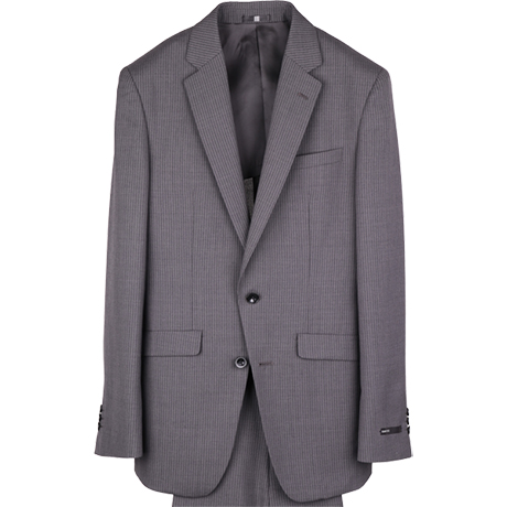 ツーパンツ　スーツ　ビジネス　グレー　ストライプ　メンズスーツ　AB5　4846 SLIM TAPERED_2秋冬2釦シングルスリーピーススーツ 0タック