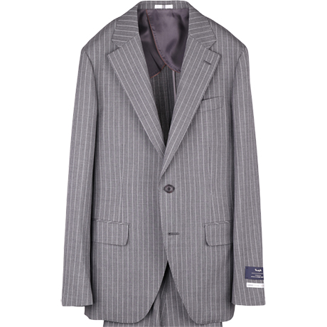 グレー ストライプ スーツジャケット チョークストライプのグレーフランネルスーツ|フィボナッチ紳士洋品店