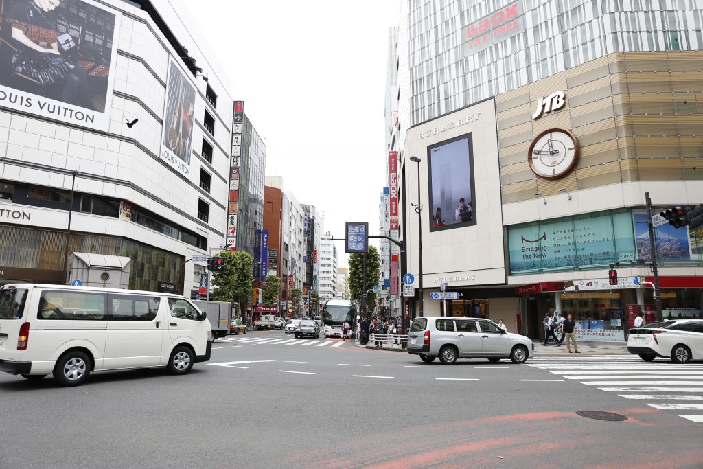 新宿通りと明治通りのぶつかる交差点