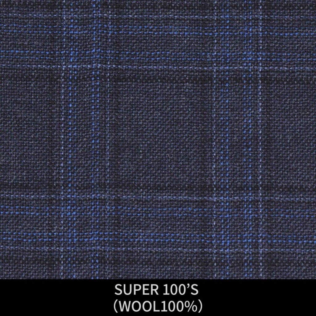 【MEN'S】【パターンオーダー】【KSW】スーツ/ネイビー&ブルー×チェック/SUPER 100'S (WOOL100%) 商品番号 KSW-086445 ¥ 48,000 +税