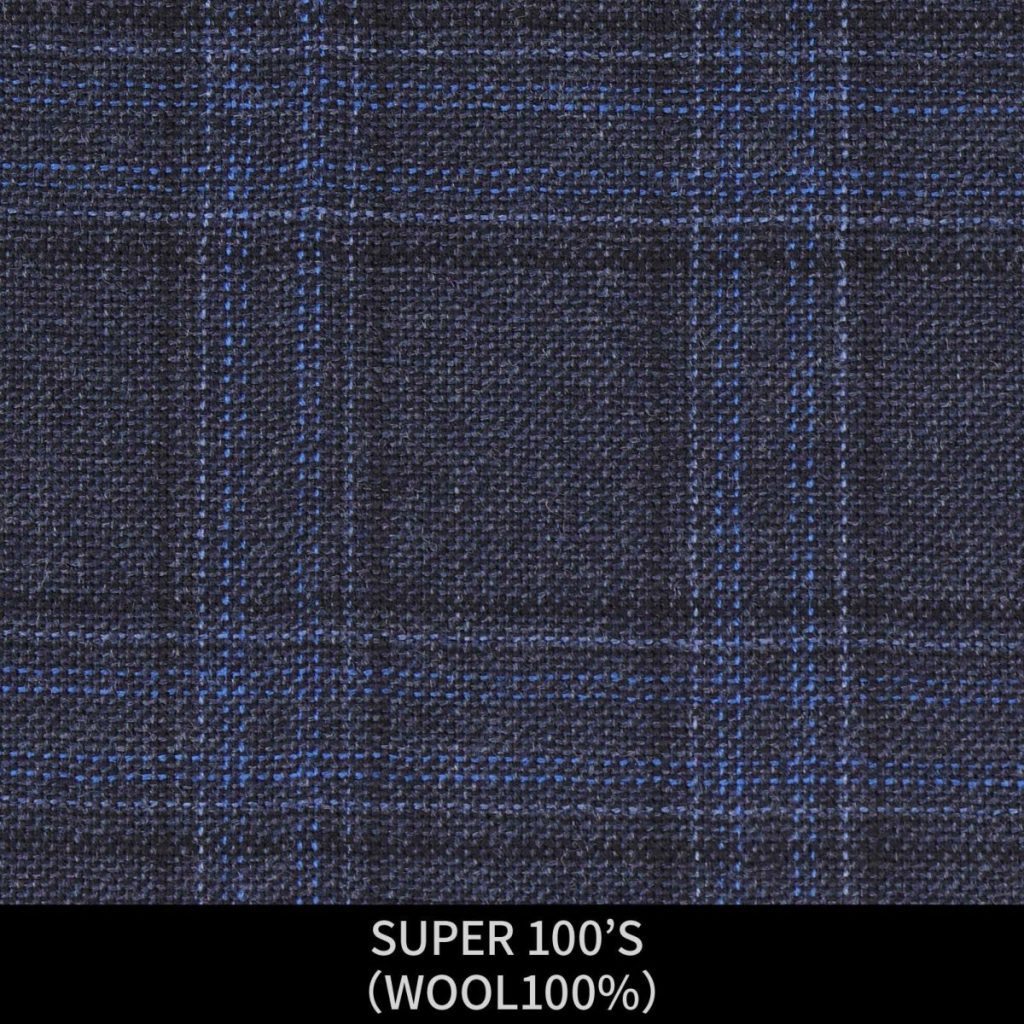 【MEN'S】【パターンオーダー】【KSW】スーツ/ネイビー＆ブルー×チェック/SUPER 100'S (WOOL100%) 商品番号 KSW-086445 ¥ 48,000 ＋税