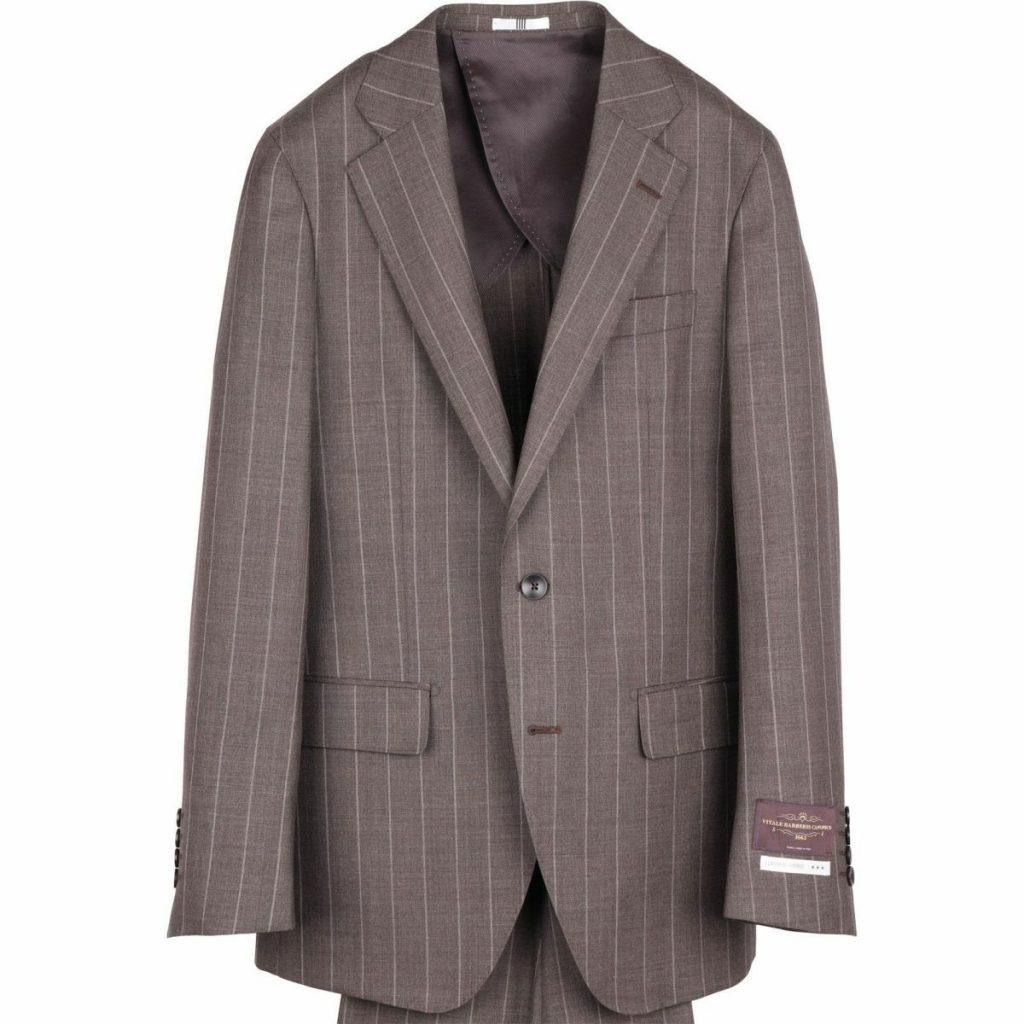 【CLASSICO TAPERED】2釦シングルスーツ 1タック/ブラウン×ストライプ/CANONICO 1663 fabric made in italy