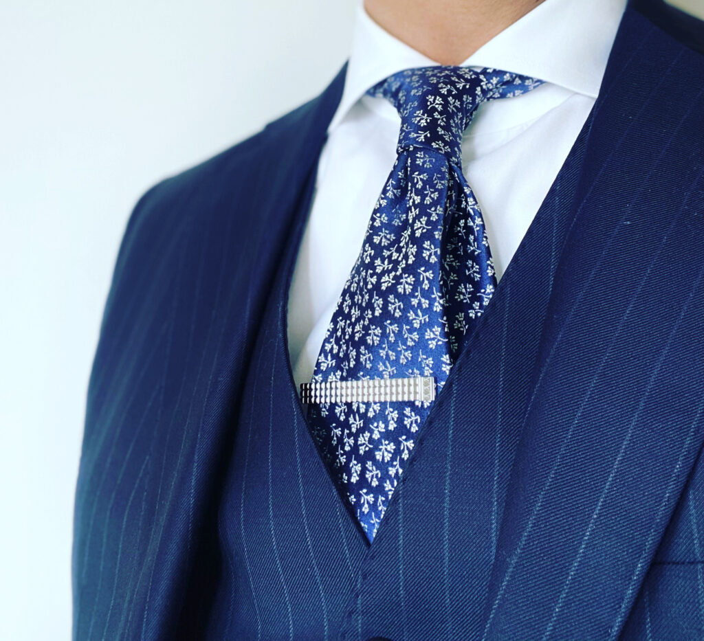 【vintage】セットアップ ダブルスーツ　ブルー　成人式 ピンズ　ネクタイ セットアップ スーツ 成人式 入学式 ピンズ vintage no.75