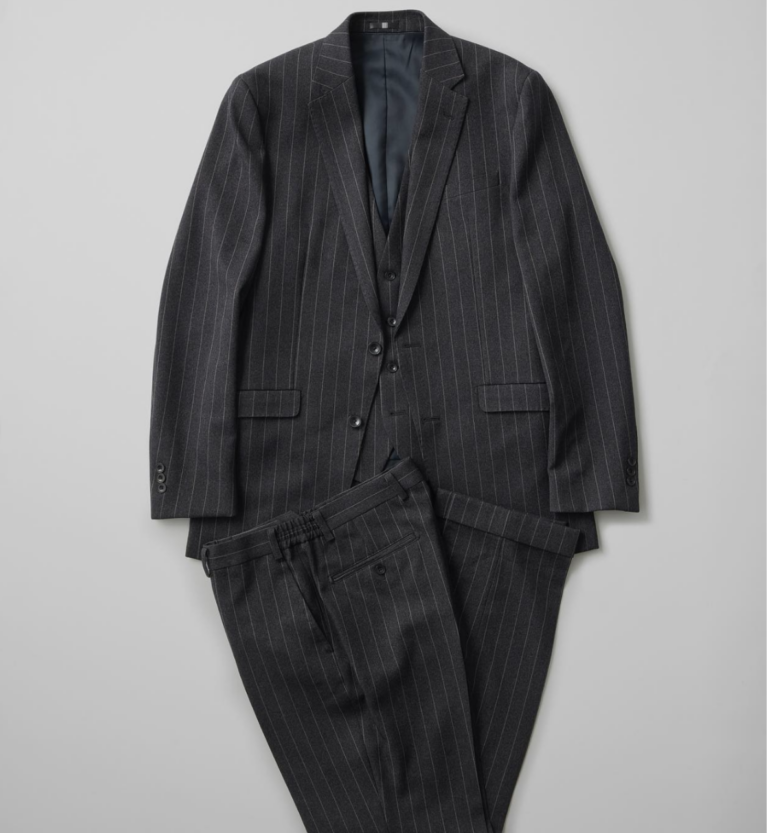 【スーツセレクト】スーツ 黒 ストライプ ビジネス【M】スリム おしゃれ 上品 OUTLET ブラックシャドーマルチストライプ⁄Y4サイズ（細身）限定 メンズスーツ 2ツボタン ビジネススーツ オールシーズン対応  テーパード スリム スリムスーツ パンツウォッシャブル機能 プリーツ加工 防シワ オシャレ 春夏 秋冬 ブラック ストライプ 送料無料 |