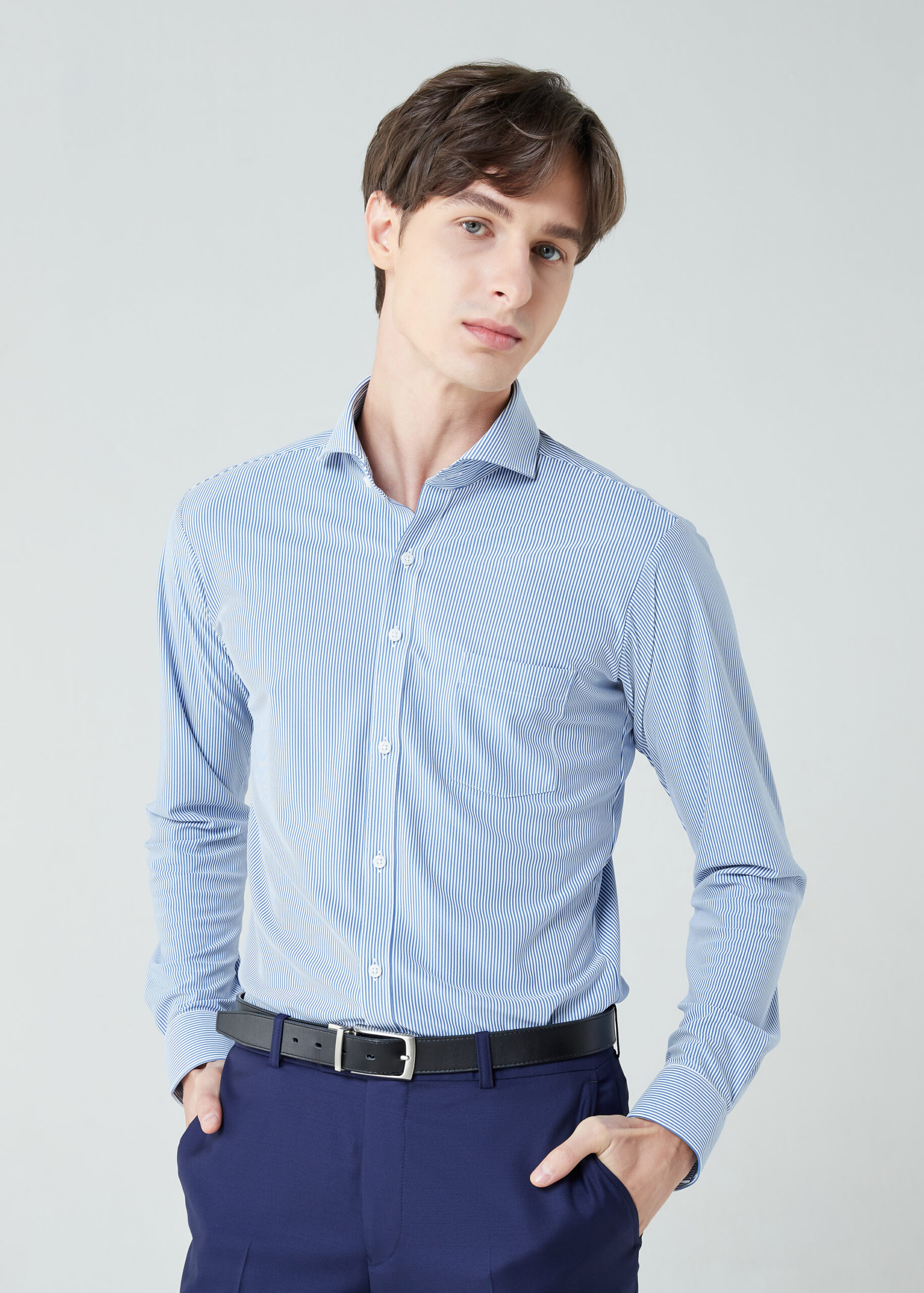 Pinstripe Shirt (Blue)