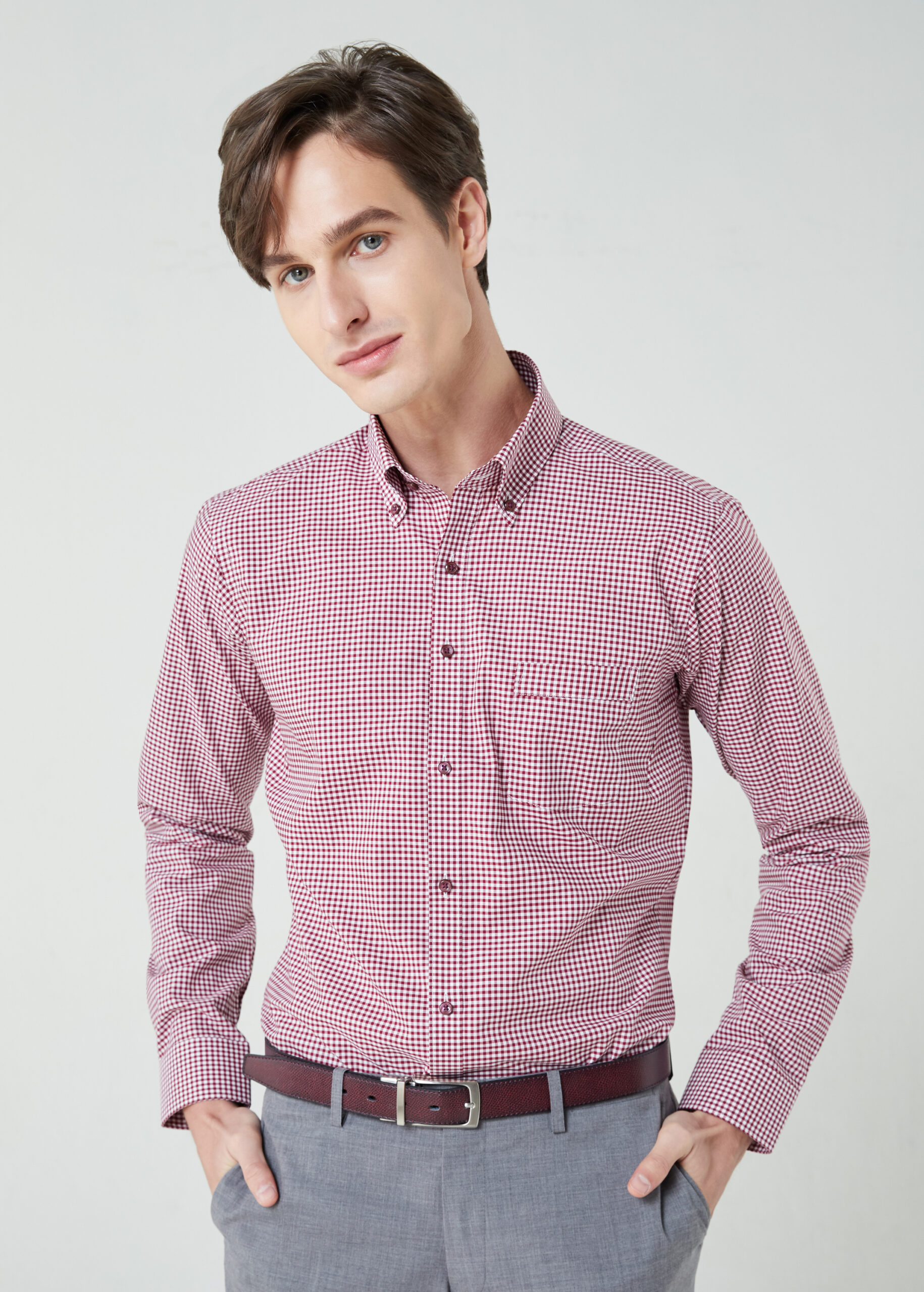 Skinny Check Shirt (Red)